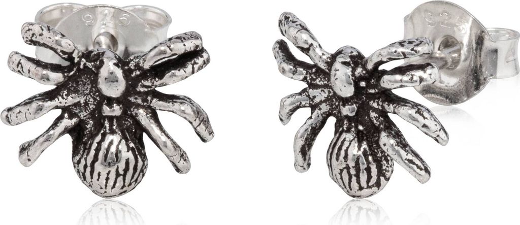 Paar Spinne Ohrstecker 925 Silber Oxidiert 8mm Ohrringe Gothic Ohrschmuck