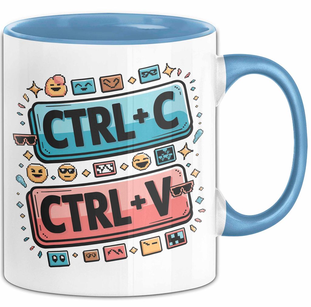 Meme Süchtiger Tasse Geschenkidee für virale Humor Fans (Blau)