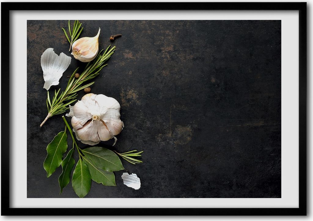 Bild - Bilder - Bilderrahmen - 70 cm x 50 cm - MDF-Rahmen, Wandkunst Knoblauch