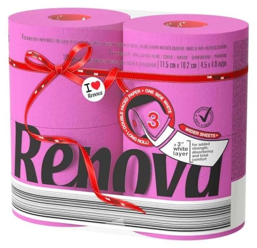 Renova pinkes Toilettenpapier, PINK 3-lagig, 4 Rollen