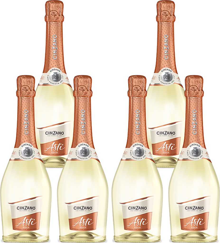 CinZano Asti fruchtig frischer Schaumwein aus Italien 750ml 6er Pack