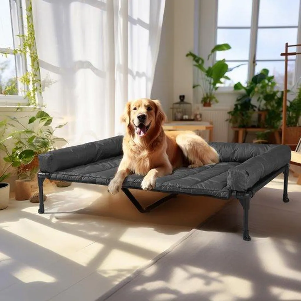 Lit pour chien rafraîchissant XL en maille noire pour maison et jardin