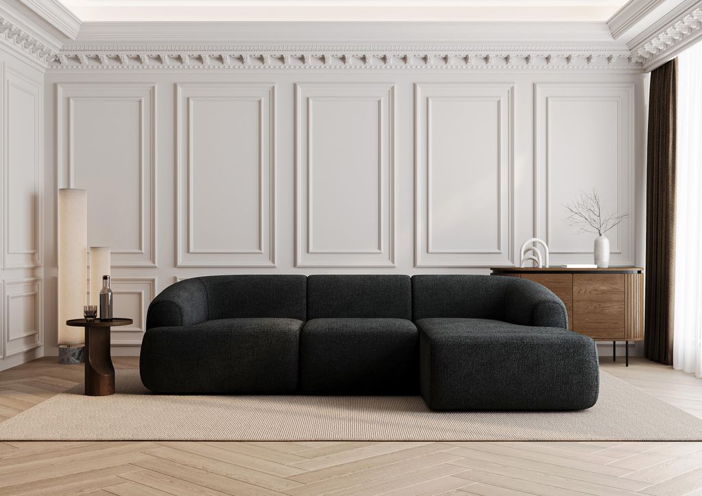 LetSit Ecksofa Torino L Cremona, Designer-Sofa zum Entspannen mit Schlaffunktion, L Form, Bequemes Couch mit Ottomane für Wohnzimmer, Anthrazit Re...