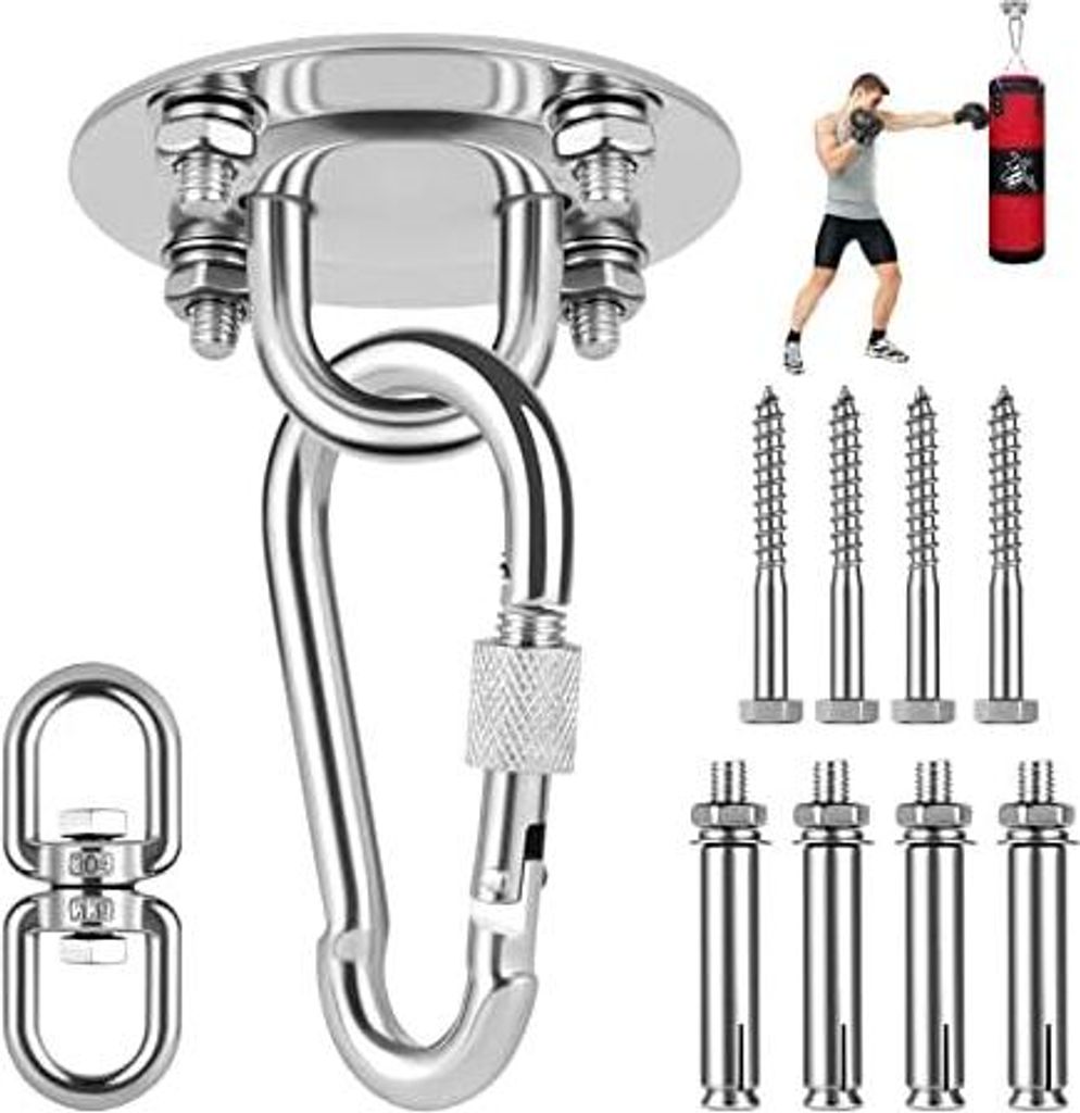 flintronic Deckenhaken, Edelstahl Deckenhaken bis 400kg - Boxsack Halterung, Hängematten Befestigung, Schaukelhaken - Deckenhalterung Outdoor & In...