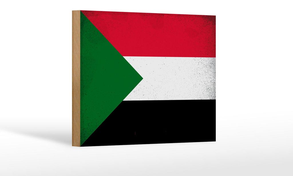 Holzschild Flagge Sudan 18x12 cm Flag of Sudan Vintage Dekoration