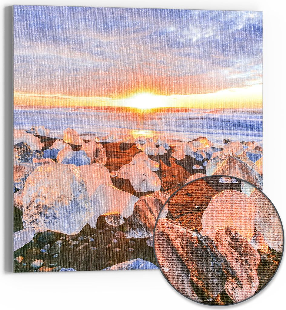 DEQORI Hybrid Leinwand Bild 30x30 cm 'Glühende Eisjuwelen' Produktbild 