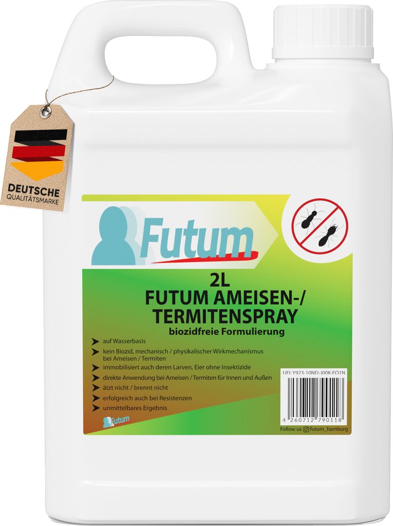 Futum 2L Ameisenspray | Biozidfreies Ameisenmittel | auf Wasserbasis gegen Ameisen, Termiten, Larven & Eier
