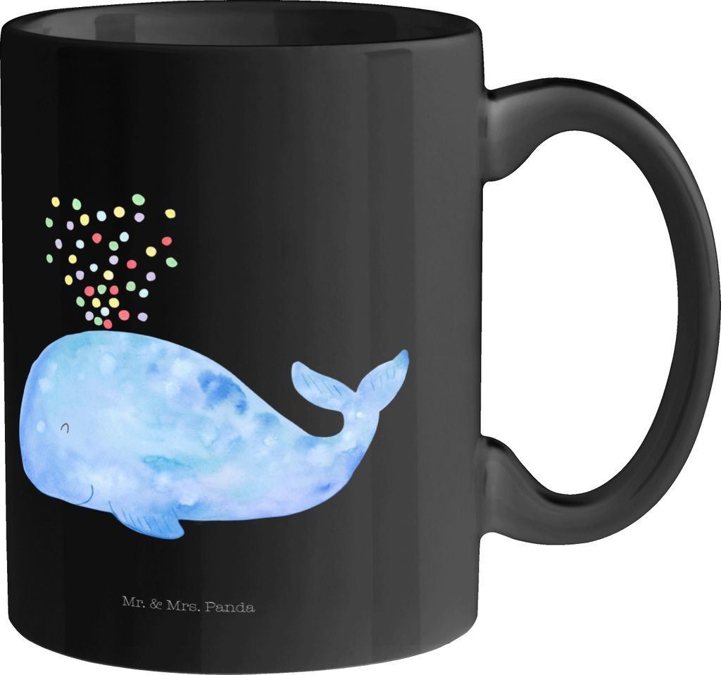 Mr. & Mrs. Panda Becher Wal Konfetti - Schwarz - Geschenk, Kaffeepott, Trinkbecher, Pott, Kaffeetasse, Diät, Trennung, Abnehmen, Urlaub, Tasse, Ge...