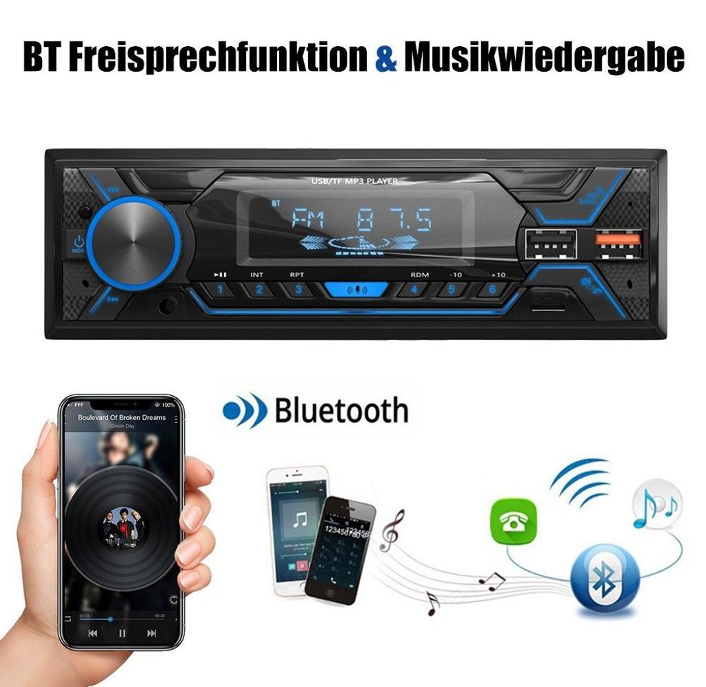 1DIN Autoradio mit Bluetooth Freisprecheinrichtung Produktbild 