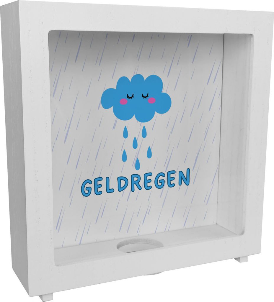 Geldregen Rahmen Spardose aus Holz mit süßer Wolke