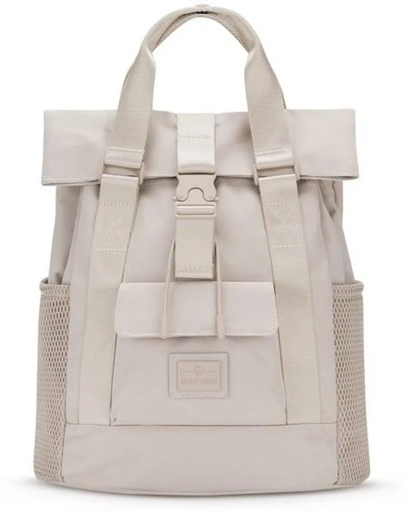 Sac à dos universitaire beige pour femme avec compartiment ordinateur