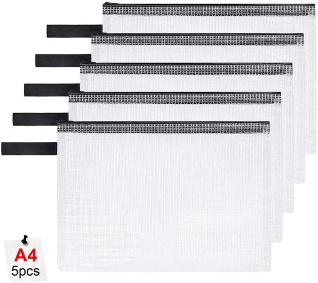 Pochettes A4 pour documents et cosmétiques - 5 trousses de voyage zippées