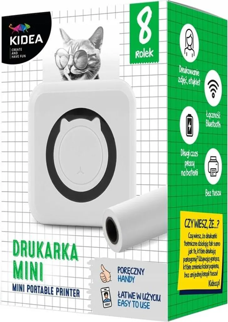 Imprimez sans encre avec la mini imprimante thermique Kidea Blanc nomade