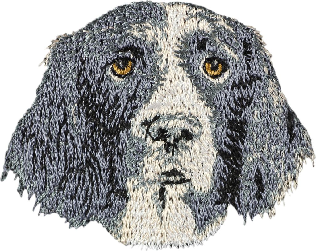 Drentscher Hühnerhund, Drentse Patrijshond - Hund geformtes Aufnäher, besticktes Patch, einzigartiges Dekor für den Rucksack der Marke Art-Dog