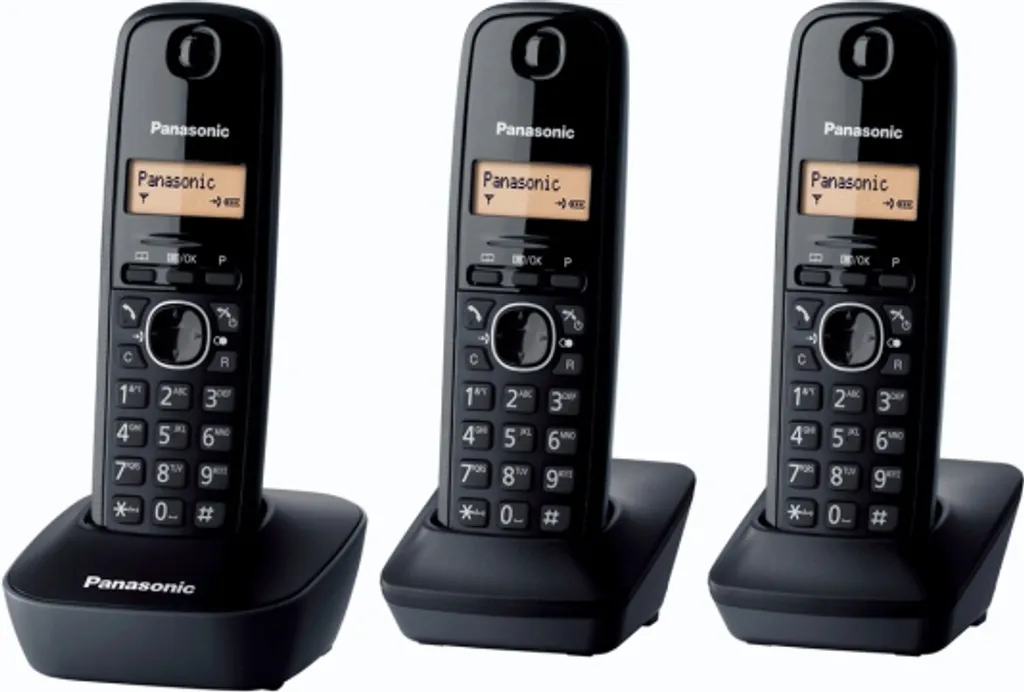 Téléphone Sans Fil Panasonic KX-TG1613BLH Trio Noir - Pack de 3 Combinés
