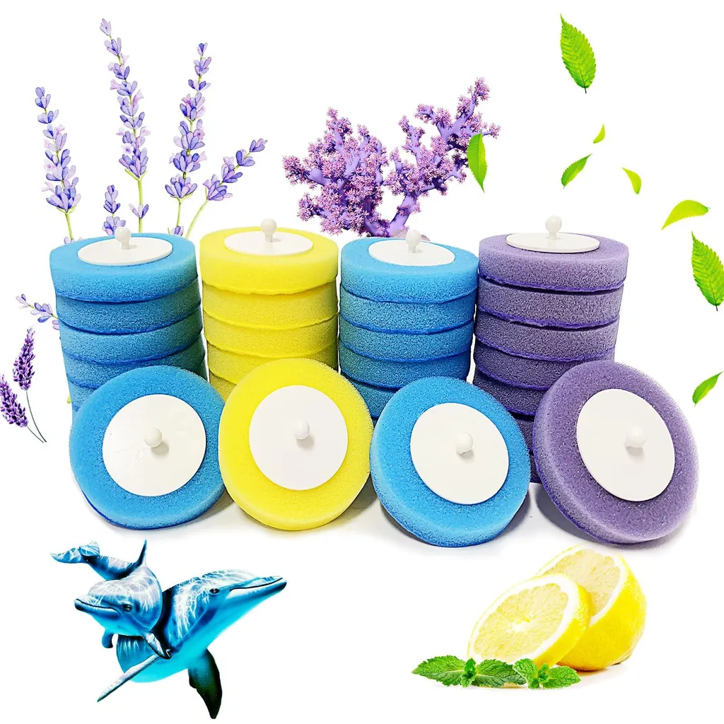 Têtes de rechange jetables pour brosse WC - Éponges nettoyantes bleu ciel