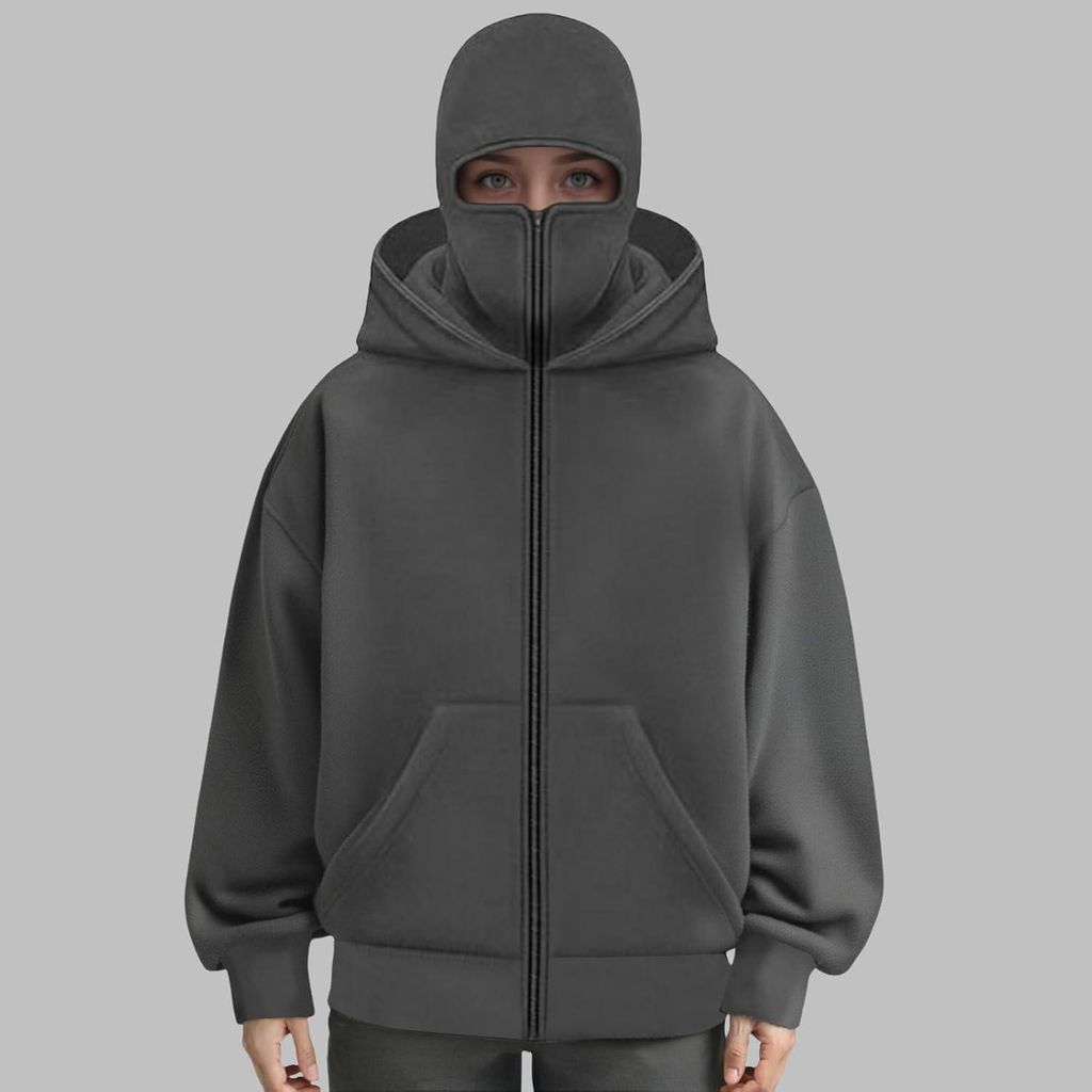 Sturmhaube Hoodie Benutzer Definiertes Logo Reiß Verschluss Pullover Double Hood