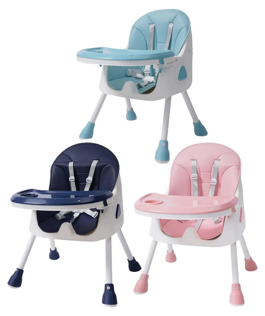 Chaise haute évolutive pour nourrisson avec assise rembourrée verte