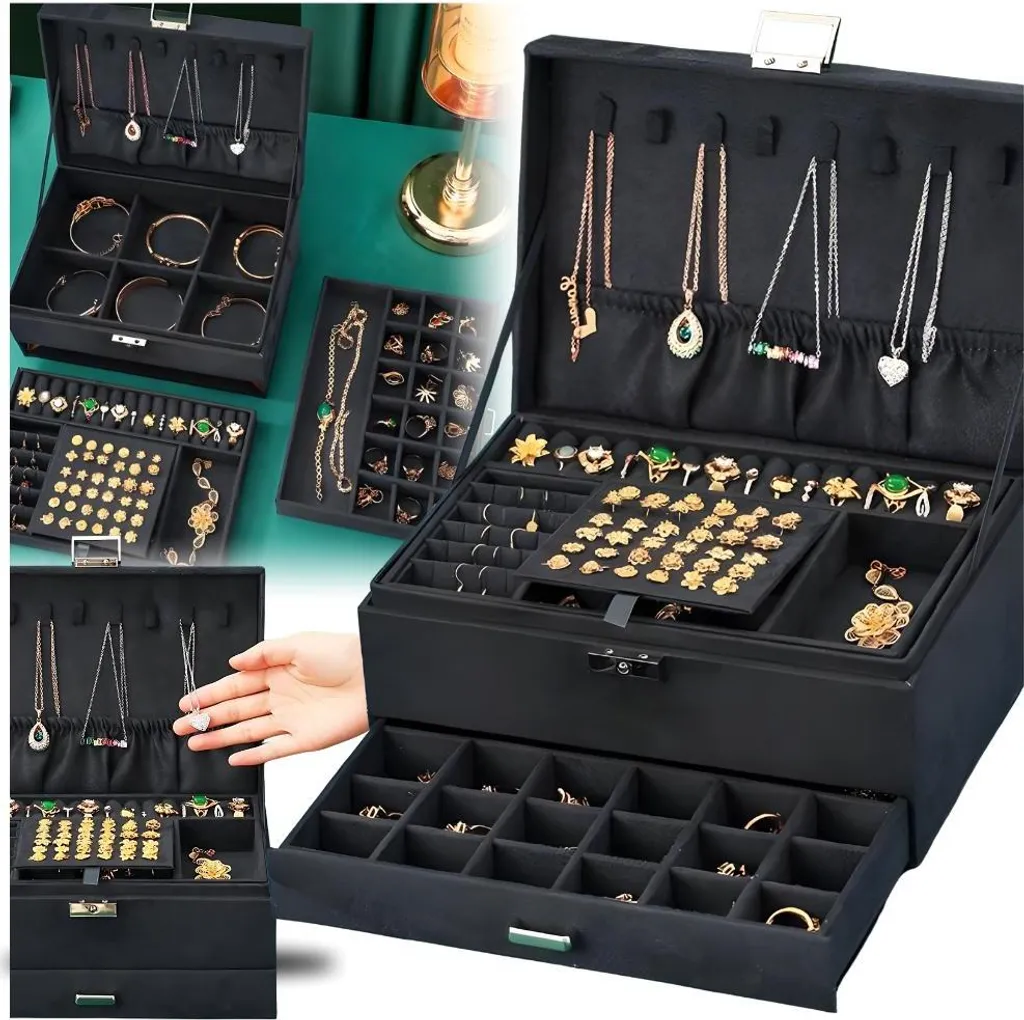 Scatola portagioie Box spazioso regalo gioielli nero