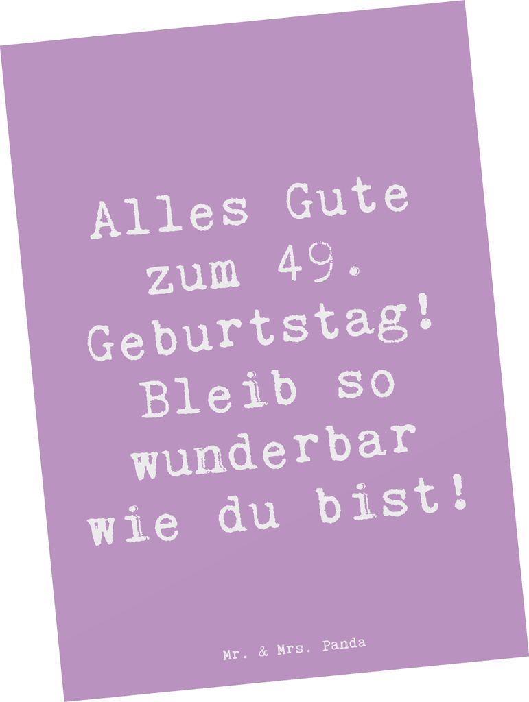 Mr. & Mrs. Panda Postkarte Spruch 49. Geburtstag Freude - Lavendeltraum - Geschenk, Alles Gute zum, Geburtstagsfreude, Geburtstagsgeschenk, Grußka...