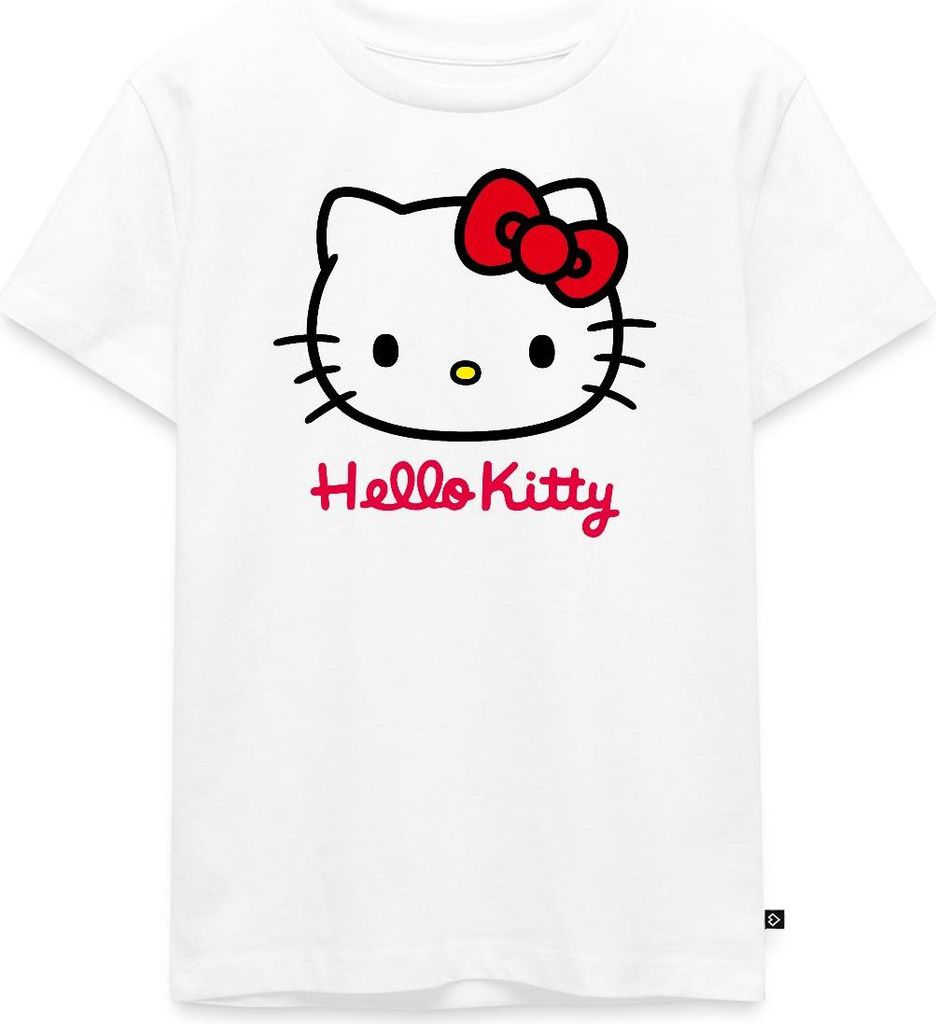 Spreadshirt Hello Kitty Klassisch Mit Schriftzug Kinder Premium T-Shirt, 98/104 (2 Jahre), Weiß