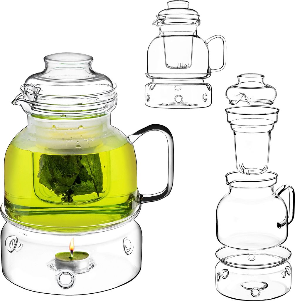 KADAX Hitzebeständige Kanne mit Heizung, einfach 1,5 l, Teesieb