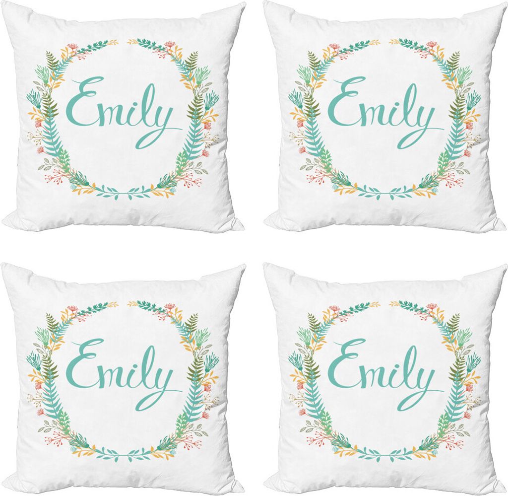 ABAKUHAUS Emily Kissenbezug Set (4 Stück), Weinlese-Blatt-Entwurf, Moderner Doppelseitiger Digitaldruck, 50 cm x 50 cm, Mehrfarbig