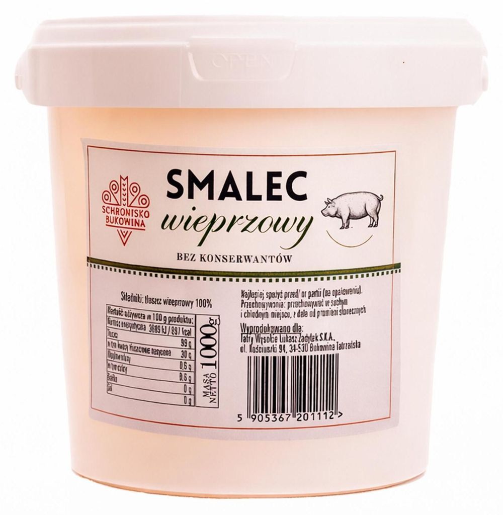 Saindoux de porc pur, région de Bucovine, 1 kg Image du produit 