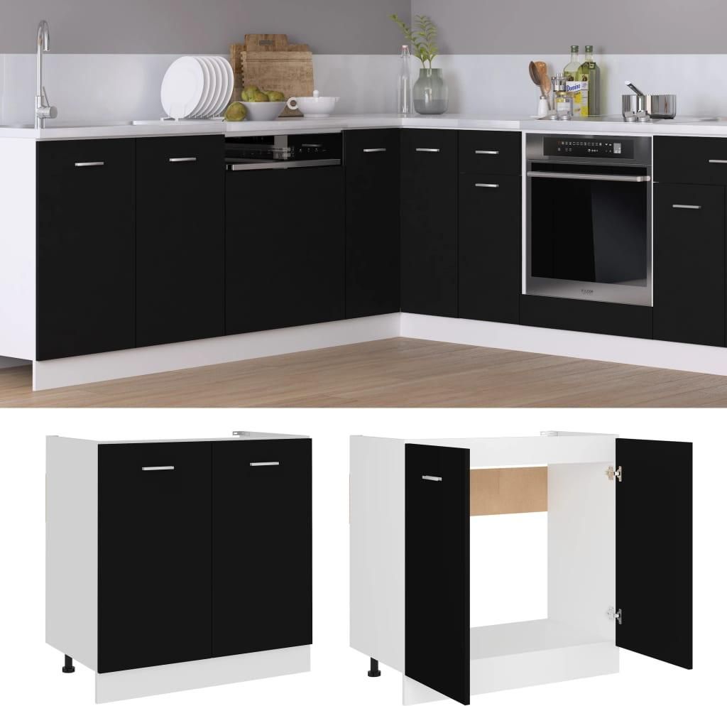 vidaXL Spülenunterschrank Lyon Schwarz 80x46x81,5 cm Produktbild 