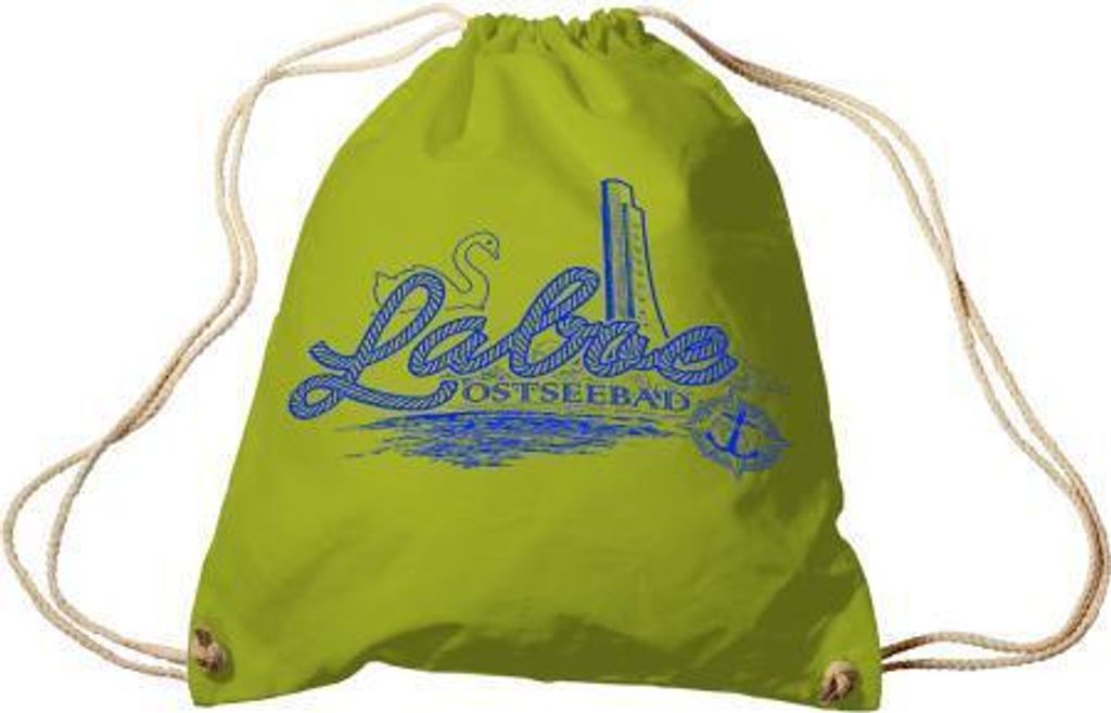 Sporttasche mit Aufdruck - Laboe Ostseebad - 65165 - Turnbeutel Sportbeutel Rucksack grün