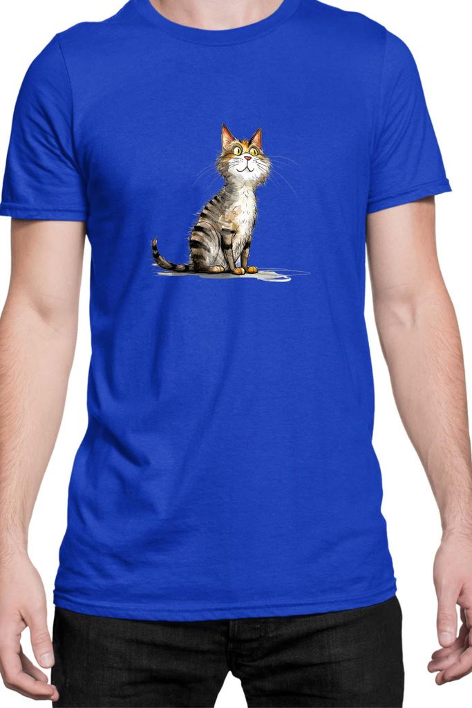 Herren T-Shirt Funny Cats Breeds Cyprus Cat, Man M / Blau