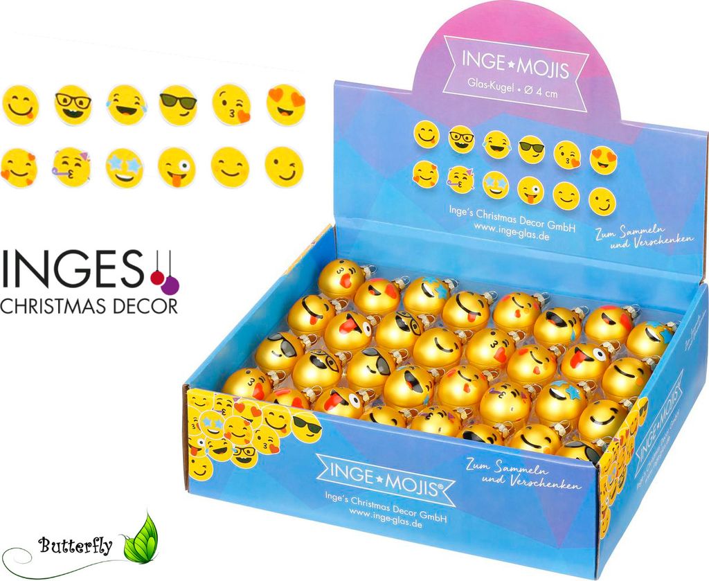 Weihnachtskugeln Moji Mix Glas 4cm, 12 Stück