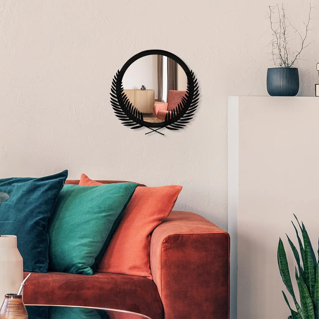 Wallity Specchio Decorativo Palm S Nero 100% Metallo - Casa Moderna