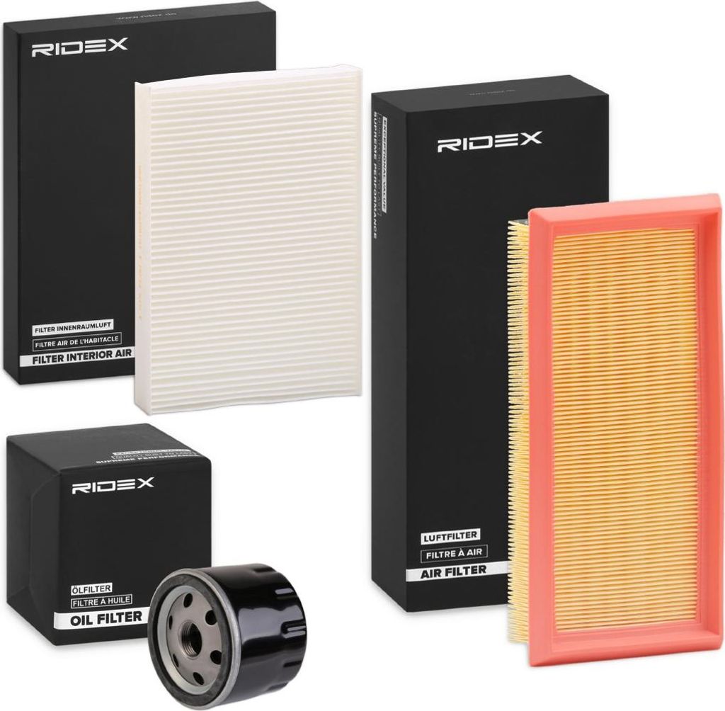 RIDEX Filterset Inspektionspaket Filtersatz für RENAULT Clio III Schrägheck (BR0/1, CR0/1) KANGOO (KC0/1) KANGOO Express (FC0/1) MEGANE I (BA0/1)