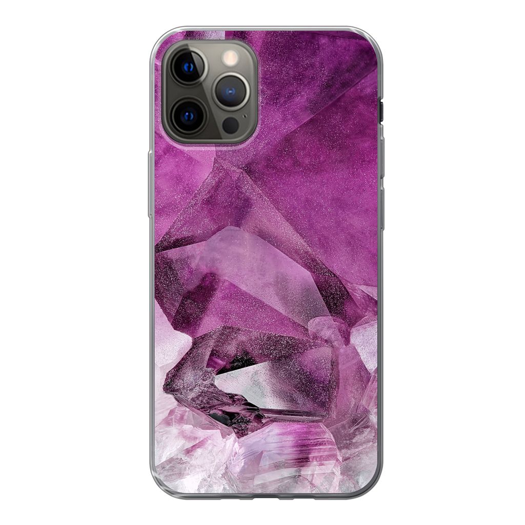 MuchoWow Handyhülle Schutzhülle Hülle für iPhone 12 Pro Kristall - Naturstein - Luxus Silikon Softcase Handy Hülle - Abdeckung
