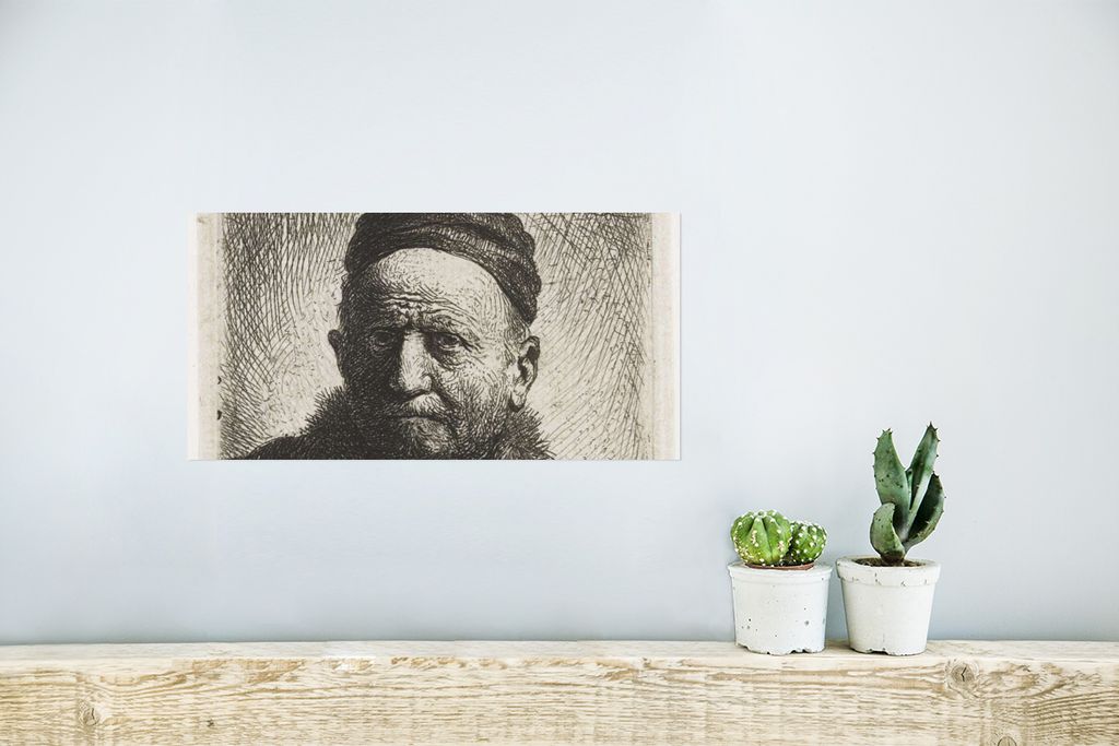 Poster - Der Mann mit der Kalotte - Rembrandt van Rijn - 40x20 cm