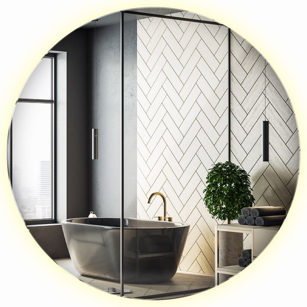 Badspiegel mit LED Wandspiegel Spiegel mit Beleuchtung - Rund Ø40 cm – (Farbtemperatur: Kaltweiß 6500K)