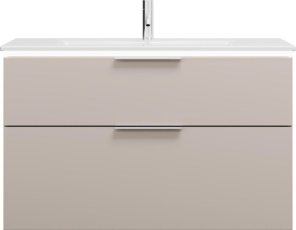 burgbad Eqio Slim Keramik-Waschtisch inklusive Waschtischunterschrank mit LED-Beleuchtung, 1020x490x640mm, SHBU102F6583C0001G0146