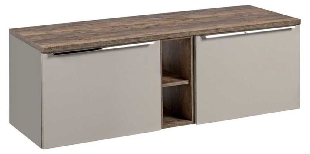 Badezimmer-Set VANTA taupe: Waschtischunterschrank 140cm + Waschtischplatte