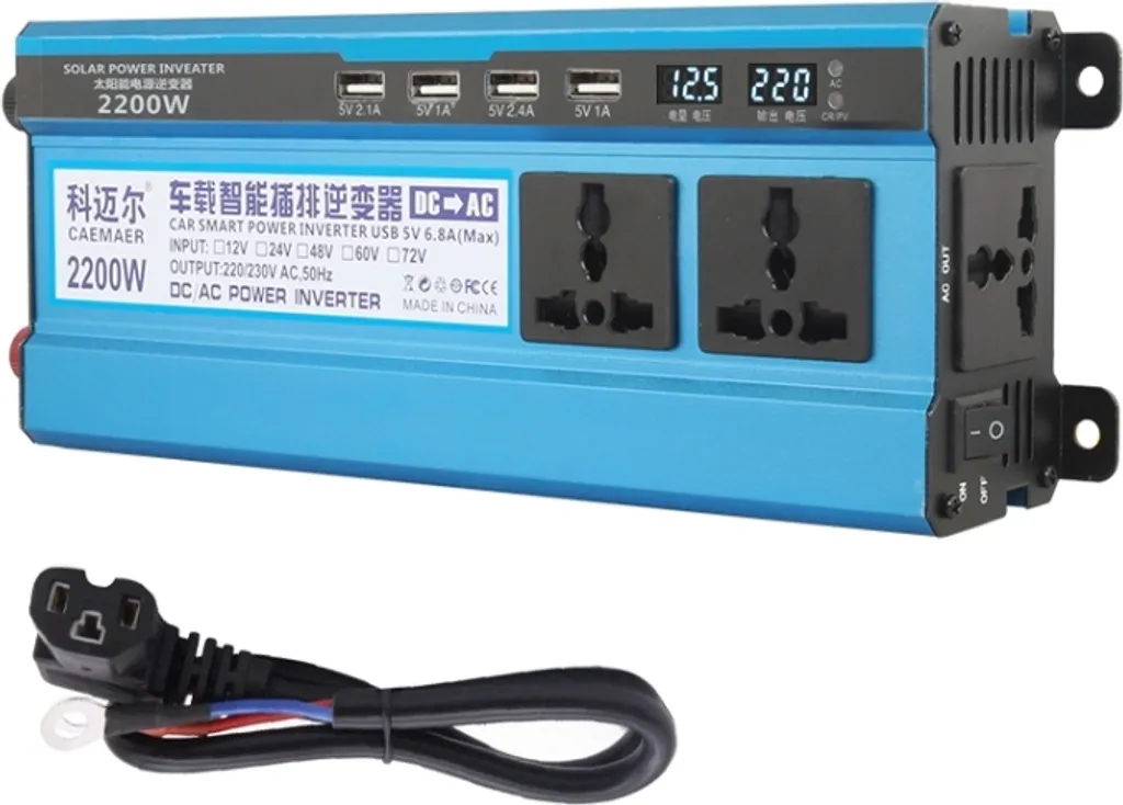 Vivi in Libertà con Carmaer 48V 2200W Inverter Tri Socket
