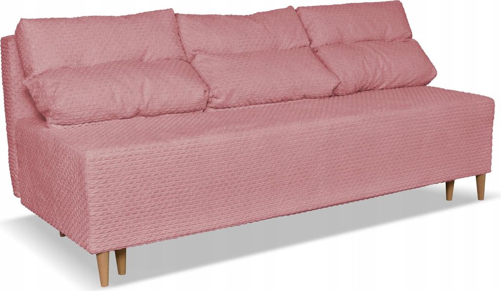 Family Meble Couch Kimo Schlafsofa Schlafcouch mit Bettkasten Freistehendes Lounge Sofa Bequem zum Entspannen Wohnzimmer Wartezimmer Rosa(T)