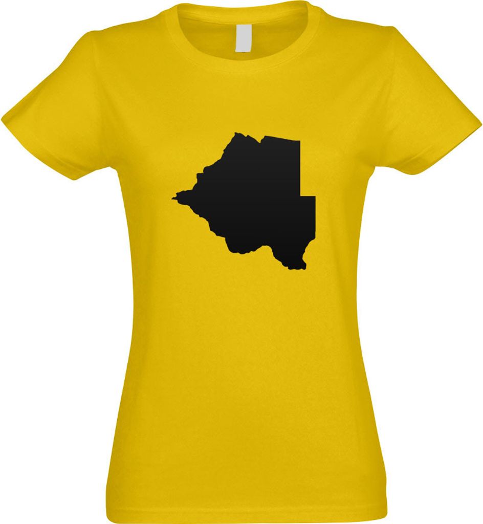 Kiwistar - T-Shirt tailliert - Damen - gelb - Botswana Umriss Kontur - mit Motiv Bedruckt - Funshirt Design - Sport - Freizeit - Damen - S