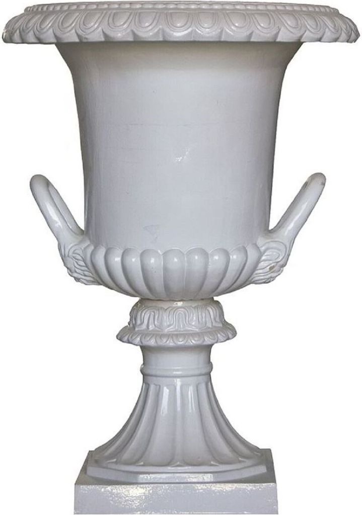 Casa Padrino Luxus Barock Blumenvase Weiß Ø 71 x H. 99,5 cm - Handgefertigte Keramik Vase - Balkon Terrassen Garten Deko - Deko Accessoires im Ba...