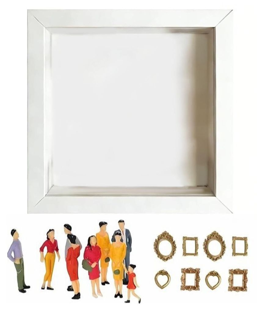 DIY Mini-Museum Silhouette Box Schattenbox DIY Familienfoto-Vitrine-Set mit Mini-Rahmen und Figuren für Erinnerungsstücke, Jubiläen und als Heim...