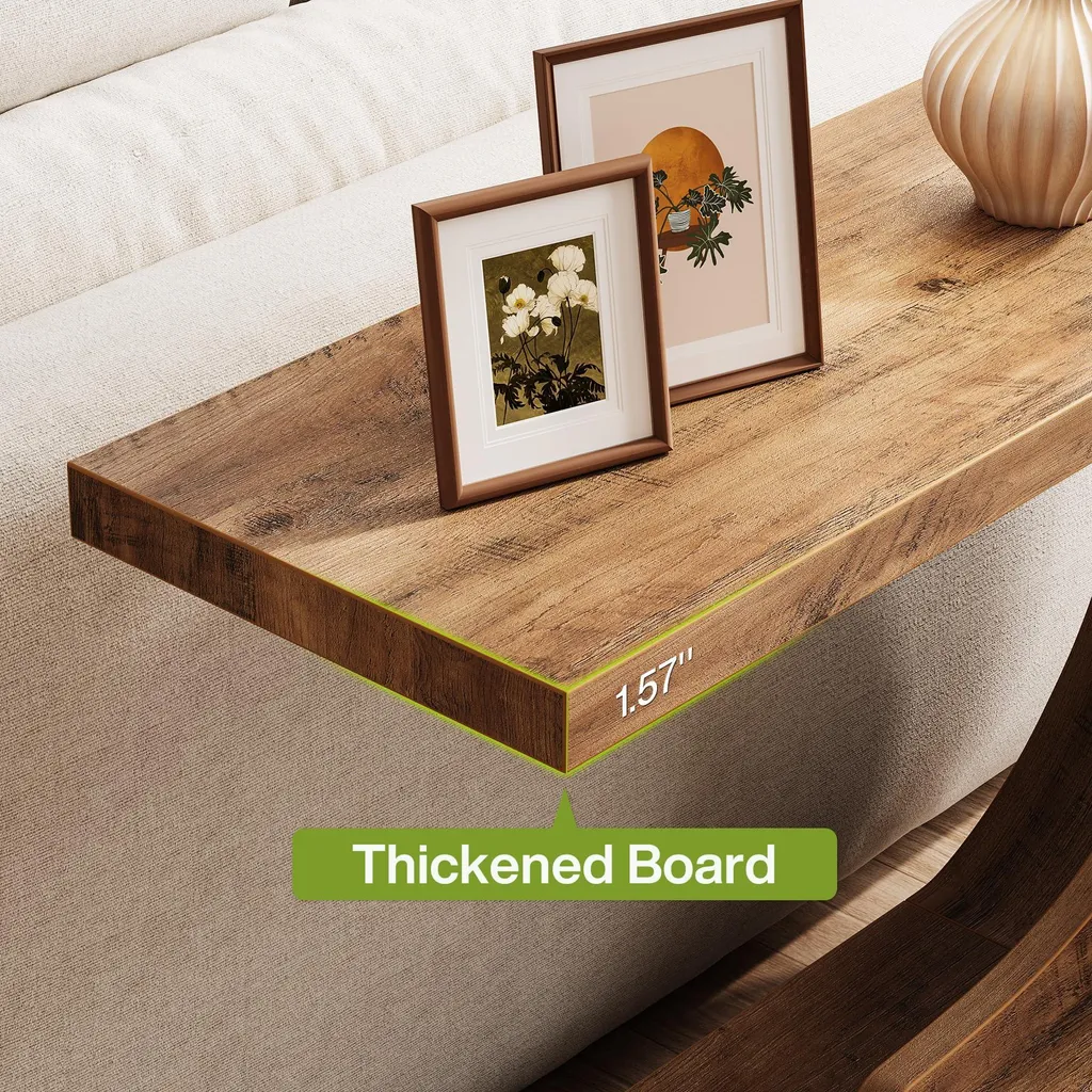 Table console à 2 niveaux en bois rustique avec structure stable en C - 5