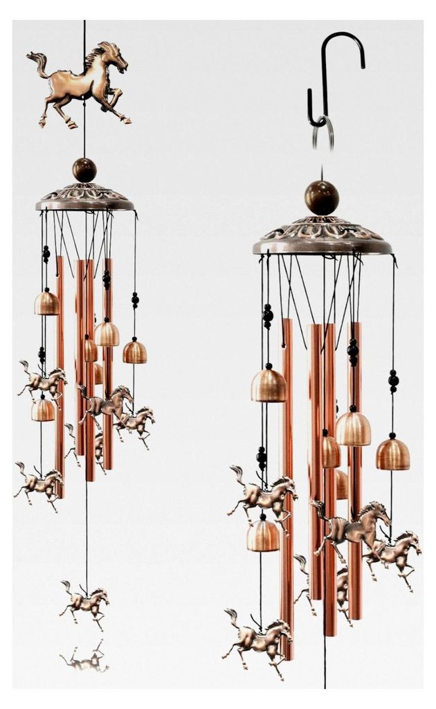 Windspiel aus Metall für den Außenbereich, Pferde Gartendekoration, Glockenspiel für Hof, Balkon, Terrasse und Innendekoration