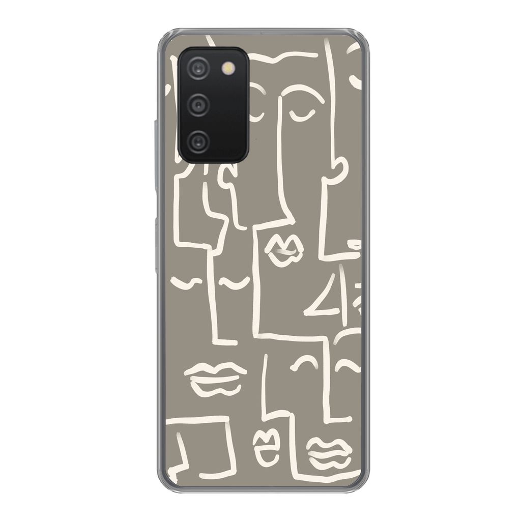MuchoWow Handyhülle Schutzhülle Hülle für Samsung Galaxy A33 5G Gesicht - Kopf - Strichzeichnung Silikon Softcase Handy Hülle - Kartenhalter