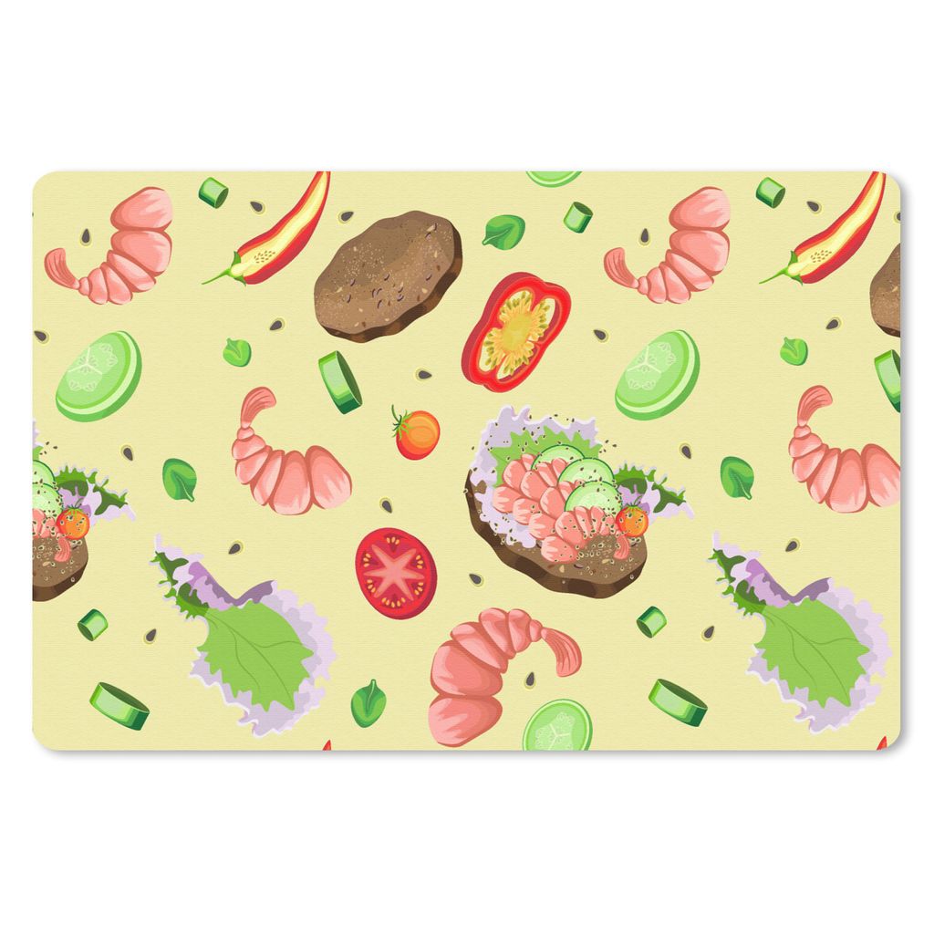 MuchoWow Schreibtischunterlage Muster - Lebensmittel - Gemüse 60x40 cm - XXL Mauspad - Großes Mauspad