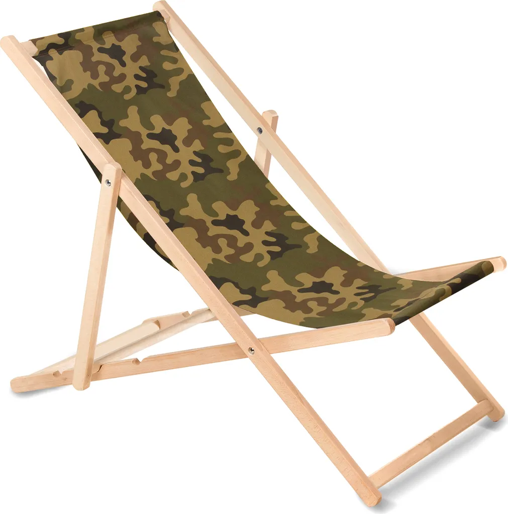 Sedia Sdraio Bambini e Adulti Legno Faggio 110kg Verde Mimetico