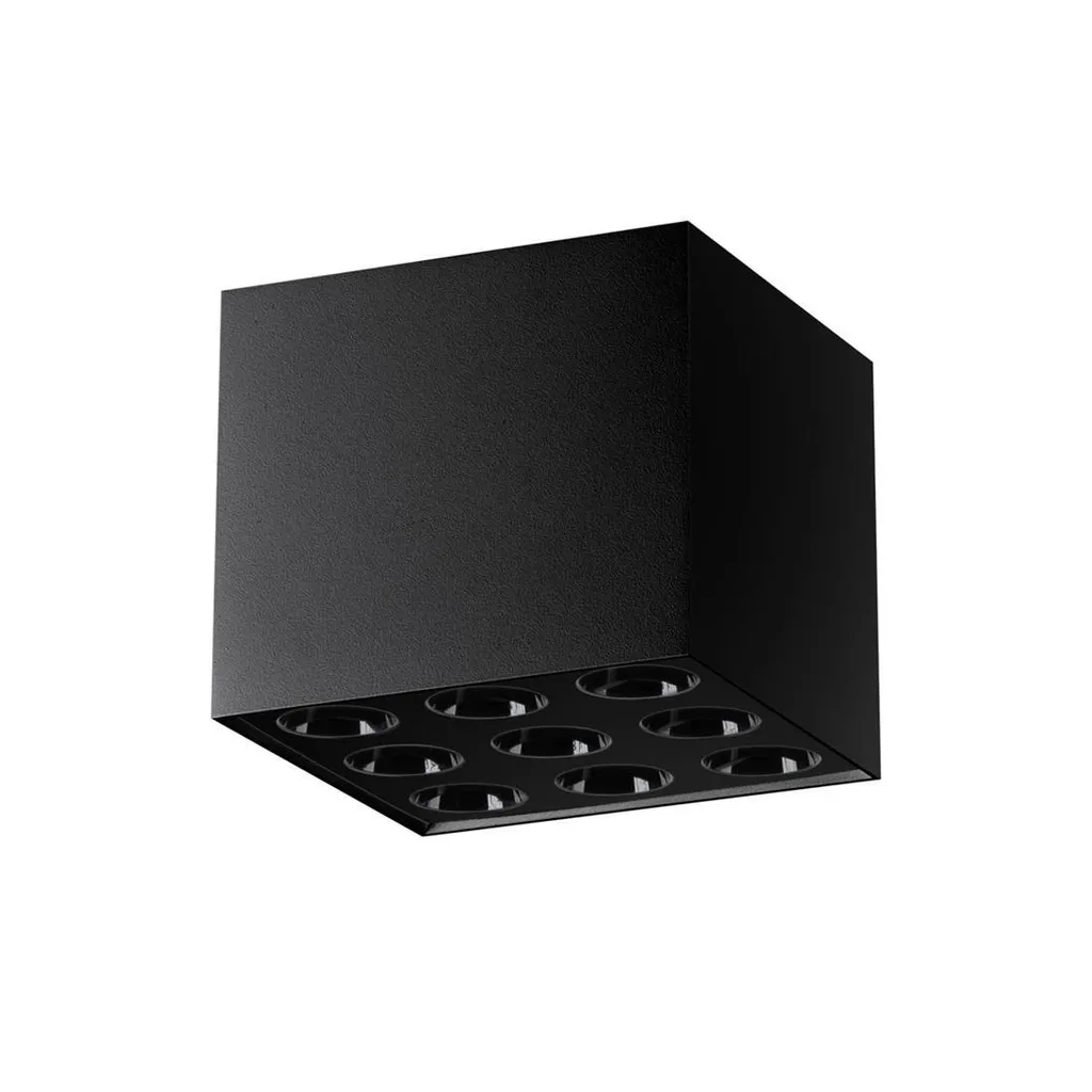 Faretto LED OZZY Nero 16W Sollux | Lampada Soffitto Alluminio 9xLED